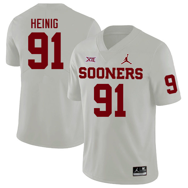 Men #91 Drew Heinig Oklahoma Sooners College Football Jerseys Stitched Sale-White